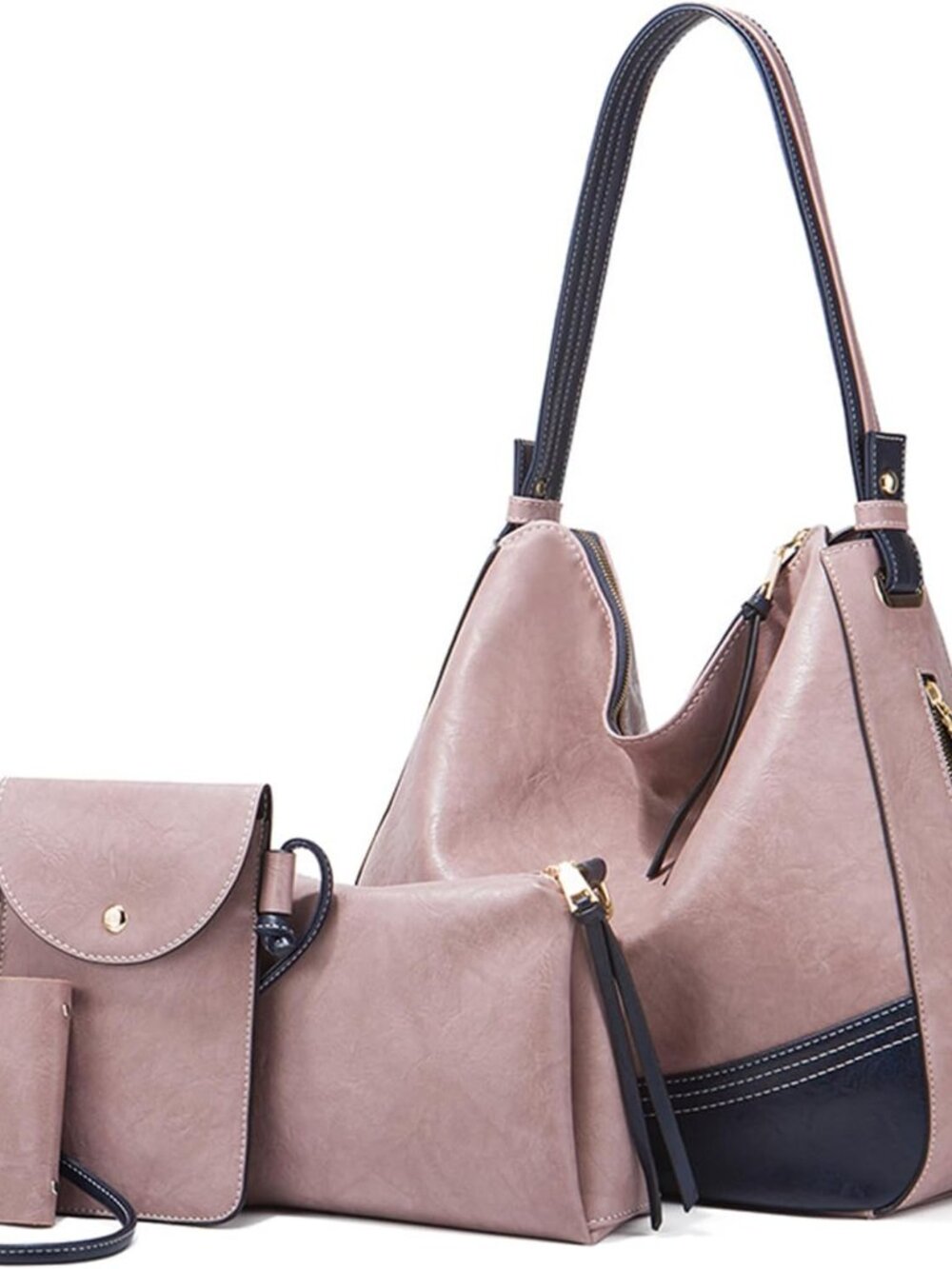 4Pcs Large Hobo Shoulder Bag Set for Women, Faux Leather Tote Handbag with Trend